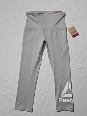 Reebok Light Gray High-Waist Logo Leggings